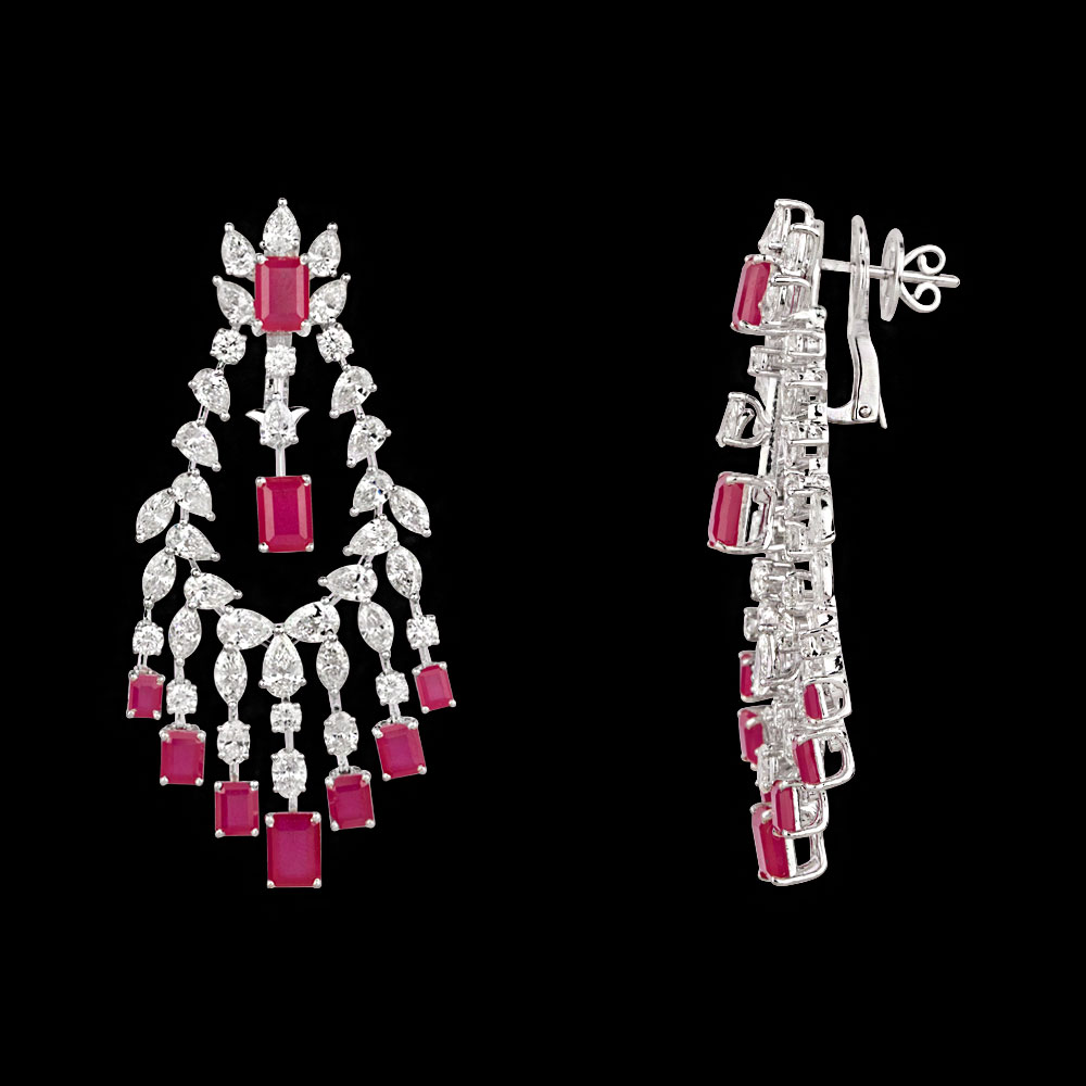 Gemstone Earrings – 14K White Gold | Gharenu GH081NEER0433(R)