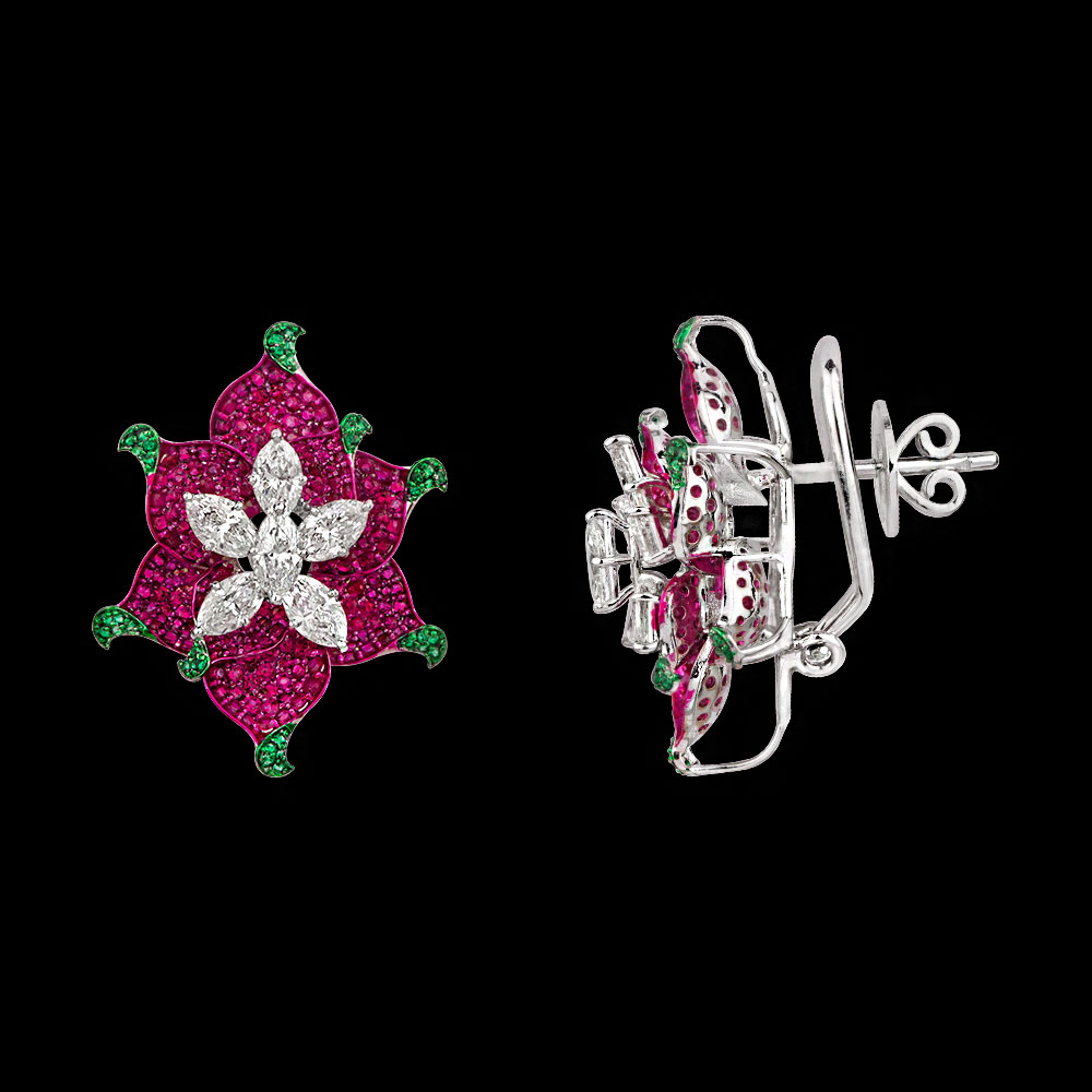 Gemstone Earrings – 14K White Gold | Gharenu GH081NEER0438(E-R)