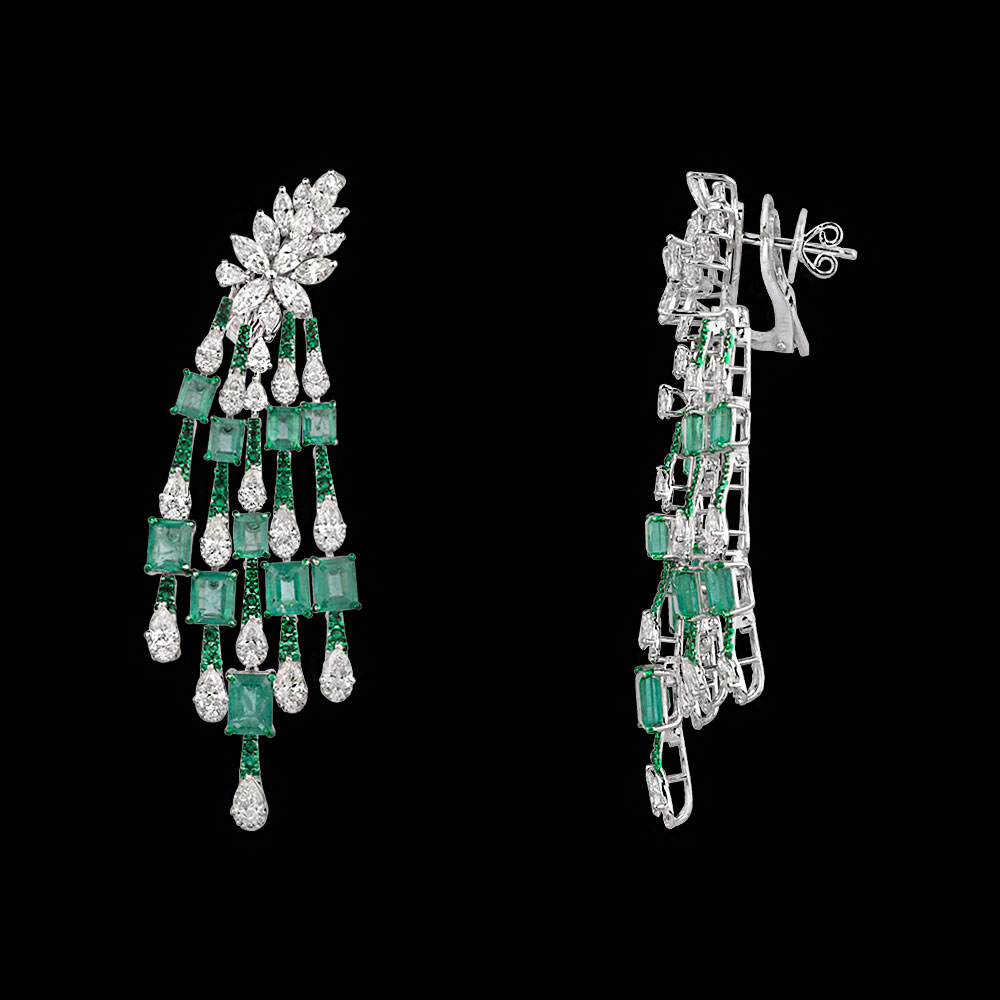 Gemstone Earrings – 14K White Gold | Gharenu GH081NEER0445(E)