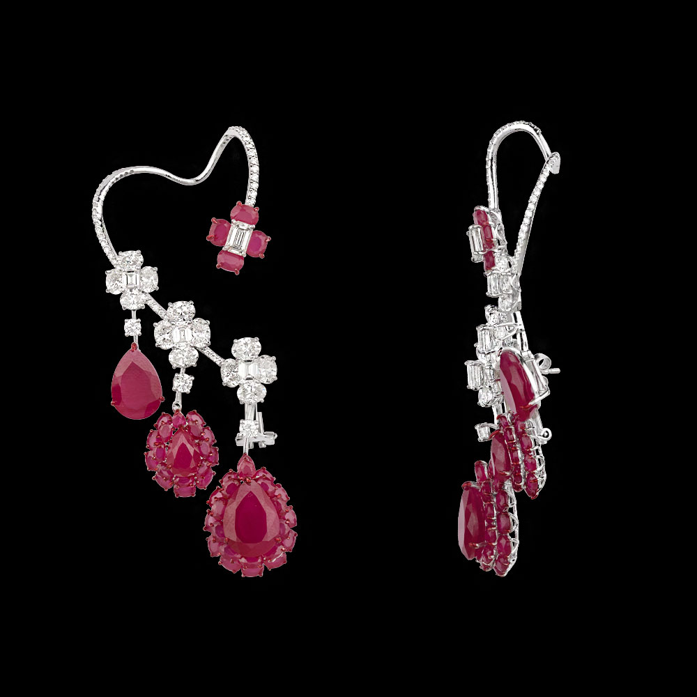 Gemstone Earrings – 14K White Gold | Gharenu GH081NEER0472(R)