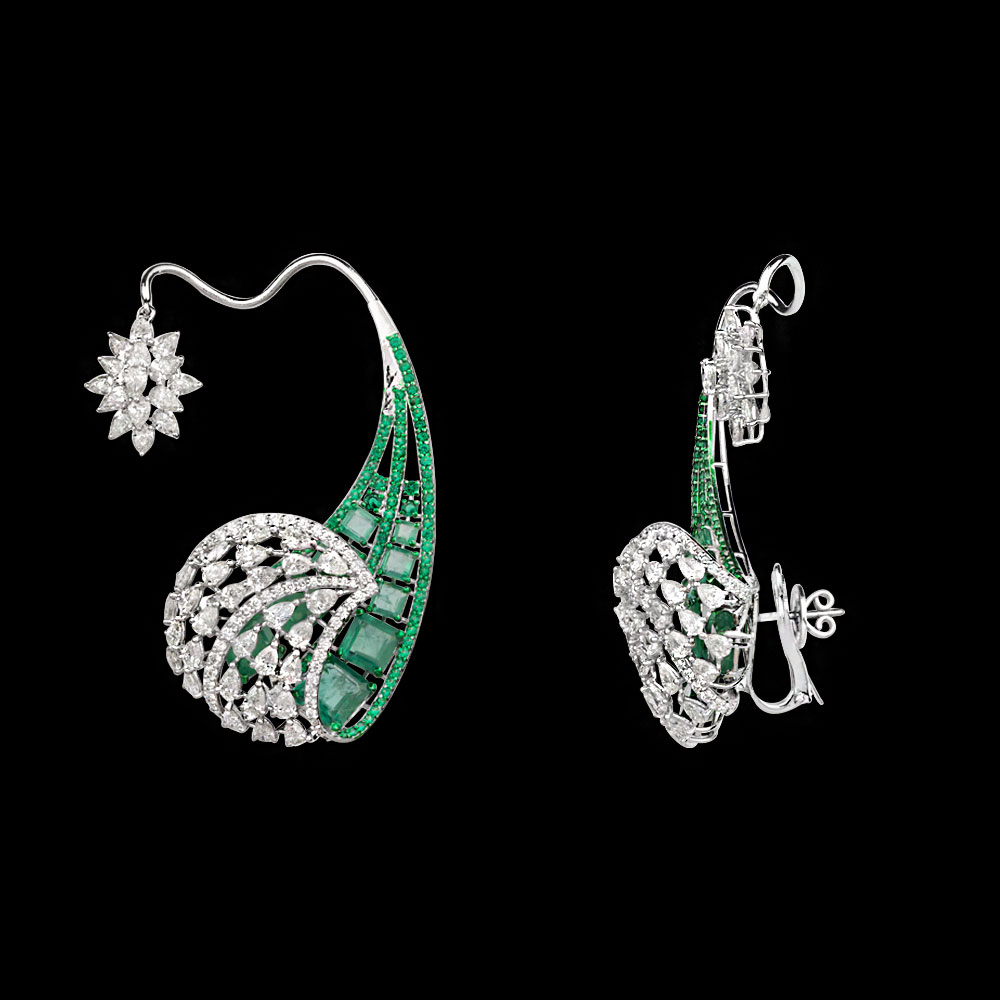 Gemstone Earrings – 14K White Gold | Gharenu GH081NEER0477(E)