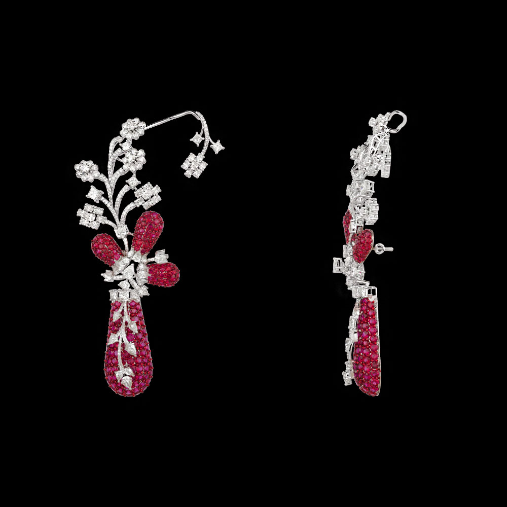 Gemstone Earrings – 14K White Gold | Gharenu GH085ERGMEER005(R)