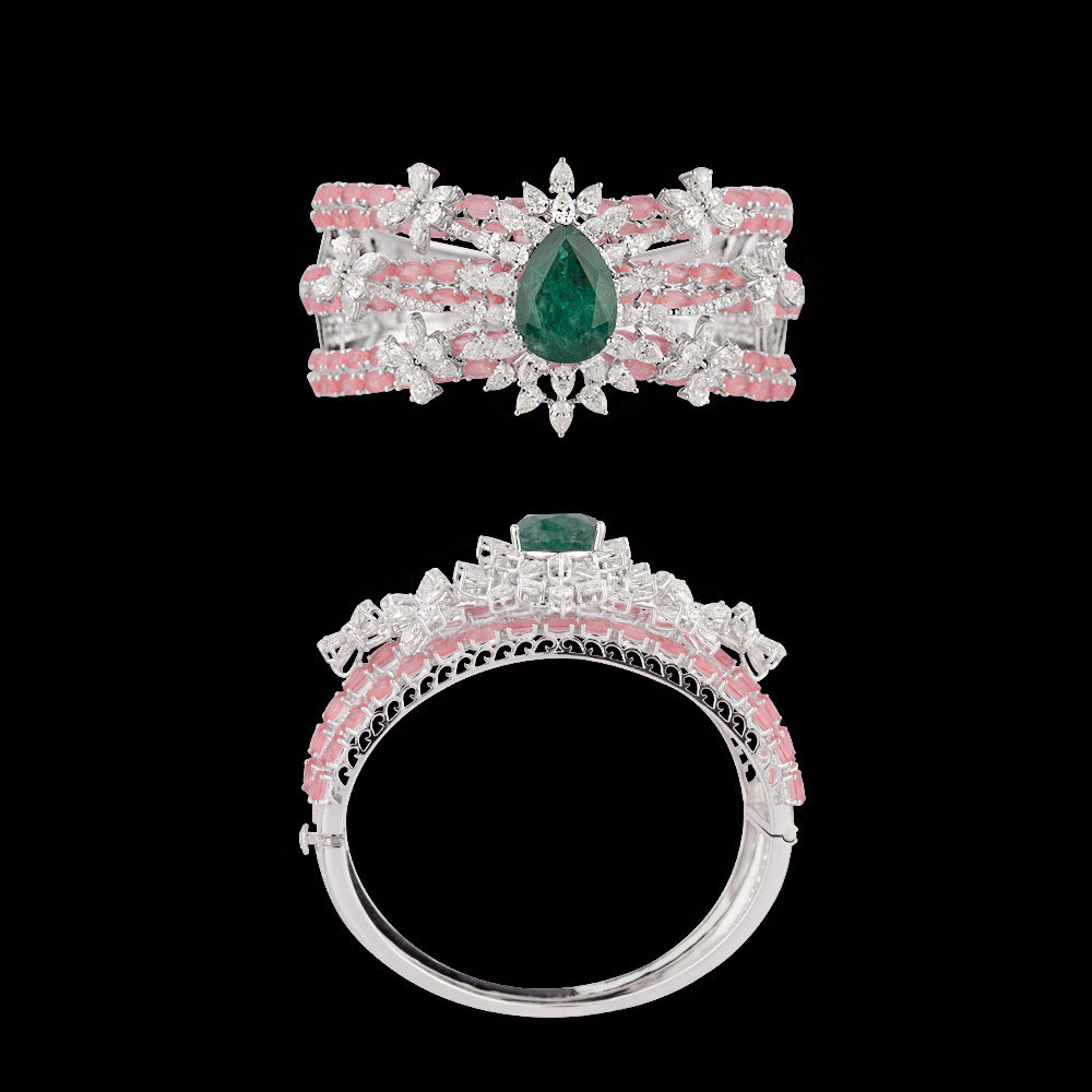 Gemstone Kadas – 14K White Gold | Gharenu GH004DKDBSP9068(PK-E)