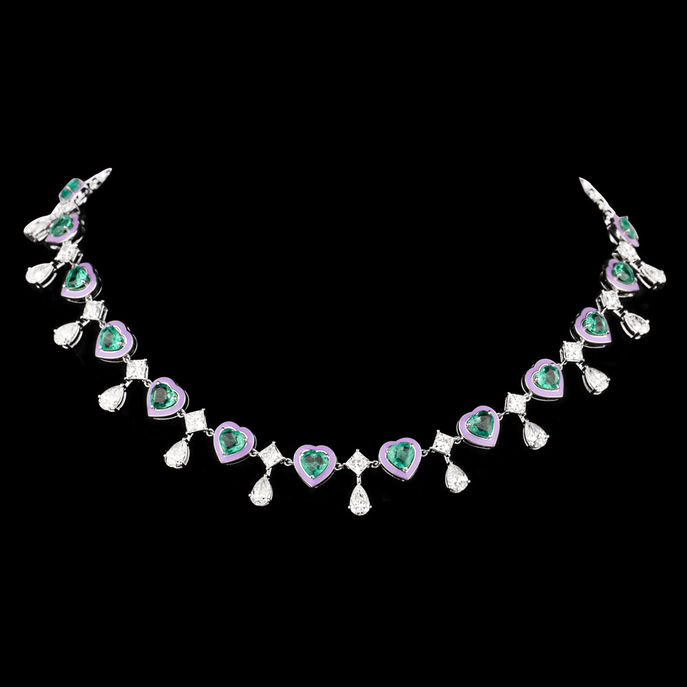Gemstone Necklaces – 14K White Gold | Gharenu GH004NCKNDP13054(E)