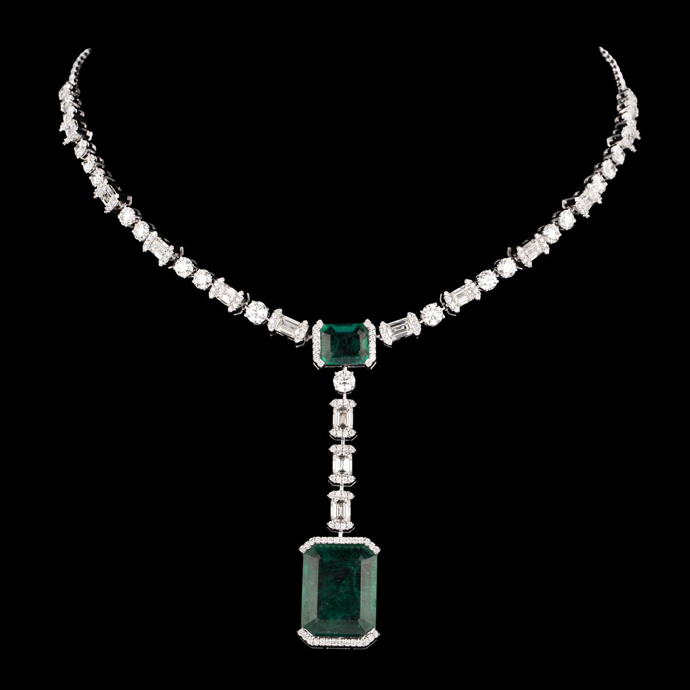 Gemstone Necklaces – 18K White Gold | Gharenu GH004NCKNDPN190080(E)