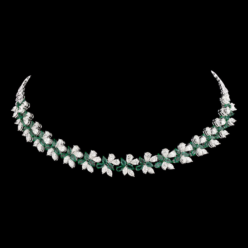 Gemstone Necklaces – 14K White Gold | Gharenu GH004NCKSKH-158A(E)