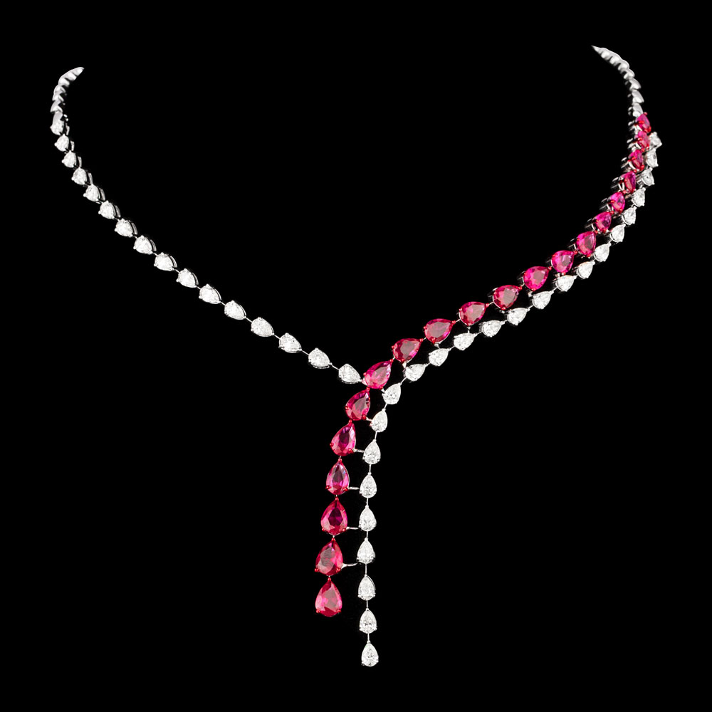 Gemstone Necklaces – 18K White Gold | Gharenu GH055NCKSPD-NCK0035(R)