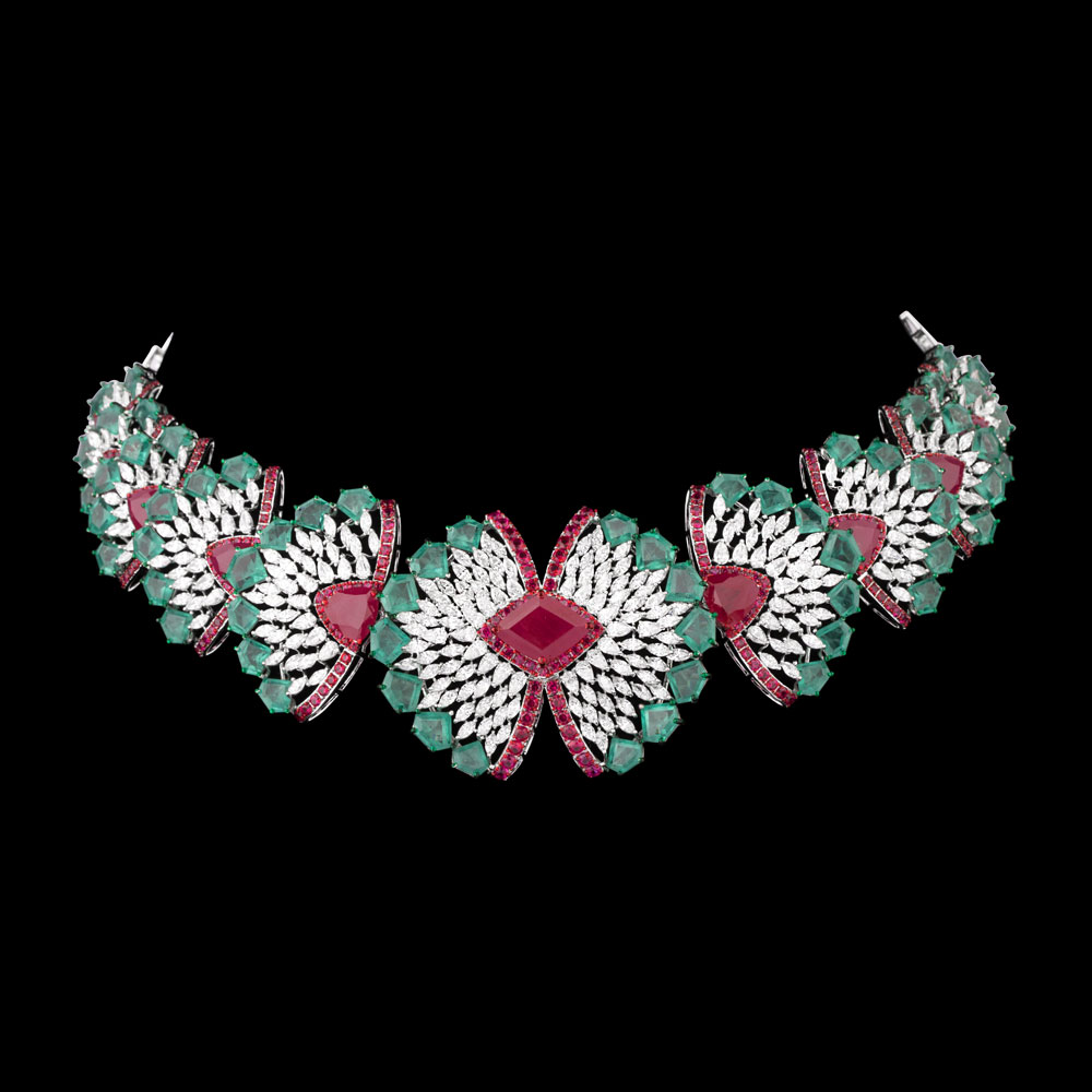 Necklaces & Sets – 14K White Gold | Gharenu GH062NCKTNL-0793A(R-E)