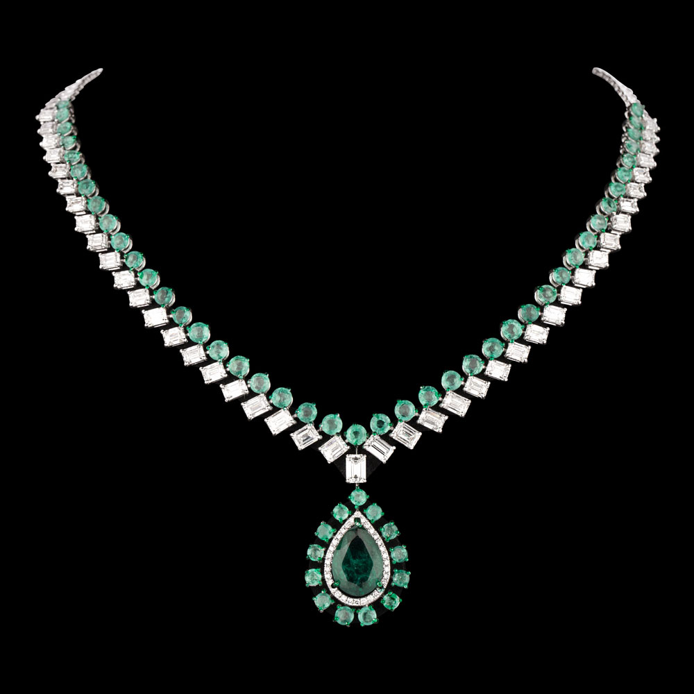 Gemstone Necklaces – 18K White Gold | Gharenu GH066NCKNK0035(E)