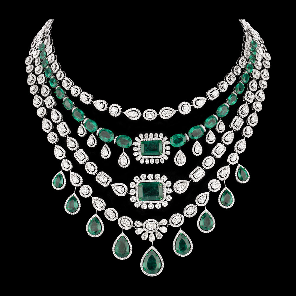 Gemstone Necklaces – 18K White Gold | Gharenu GH073NCKVCADDA-12N(E)