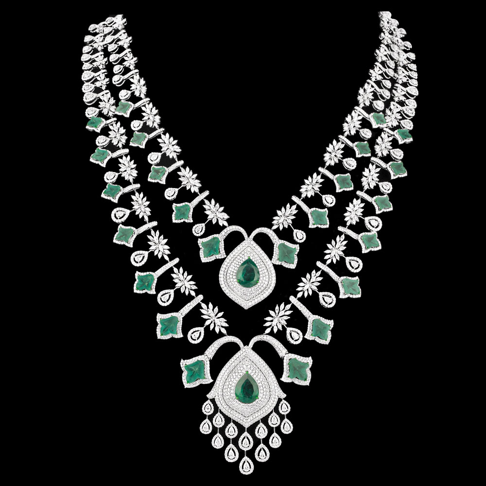 Gemstone Necklaces – 18K White Gold | Gharenu GH073NCKVCADDC-01N(E)
