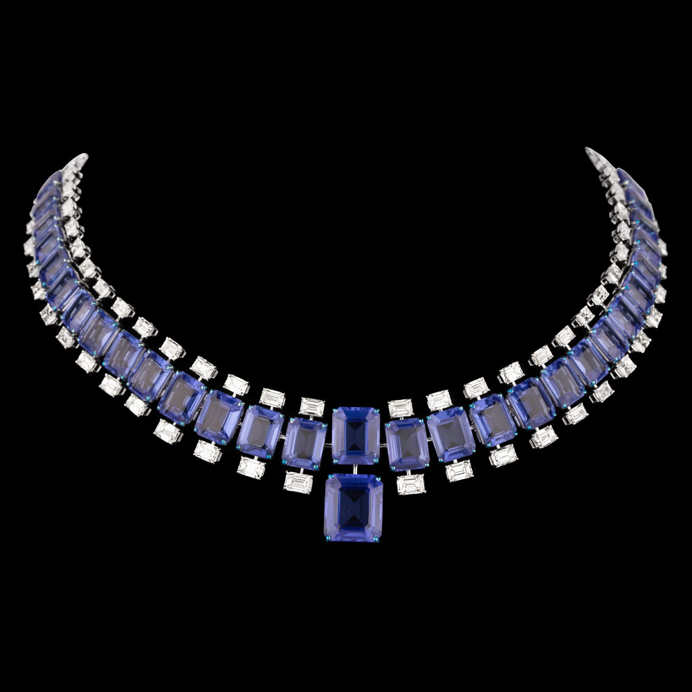 Gemstone Necklaces – 18K White Gold | Gharenu GH073NCKVCADDD-18N(B)