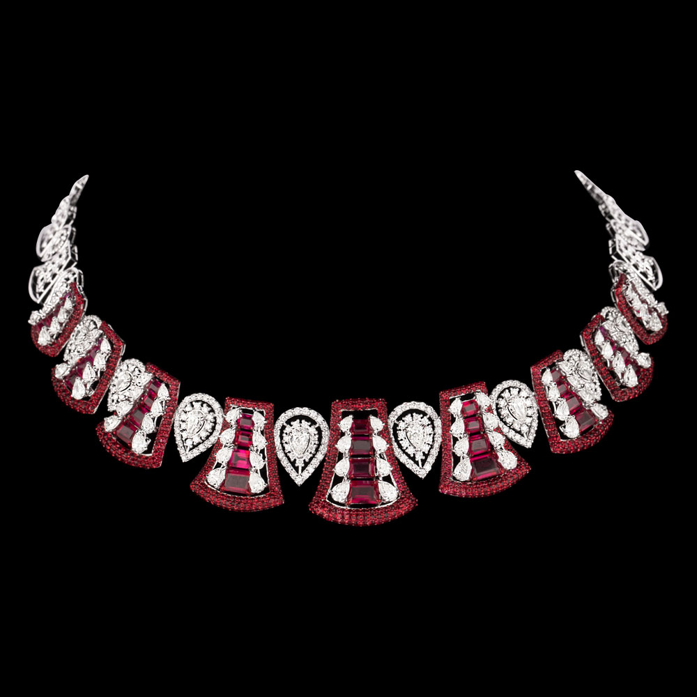 Gemstone Necklaces – 18K White Gold | Gharenu GH078NCKSPJNK-0088(R)
