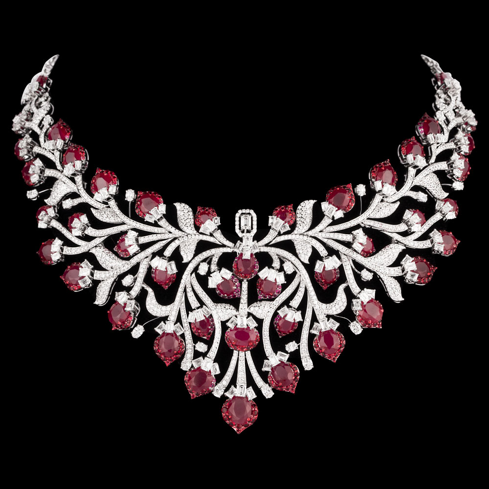 Gemstone Necklaces – 18K White Gold | Gharenu GH078NCKSPJNK-0089(R)