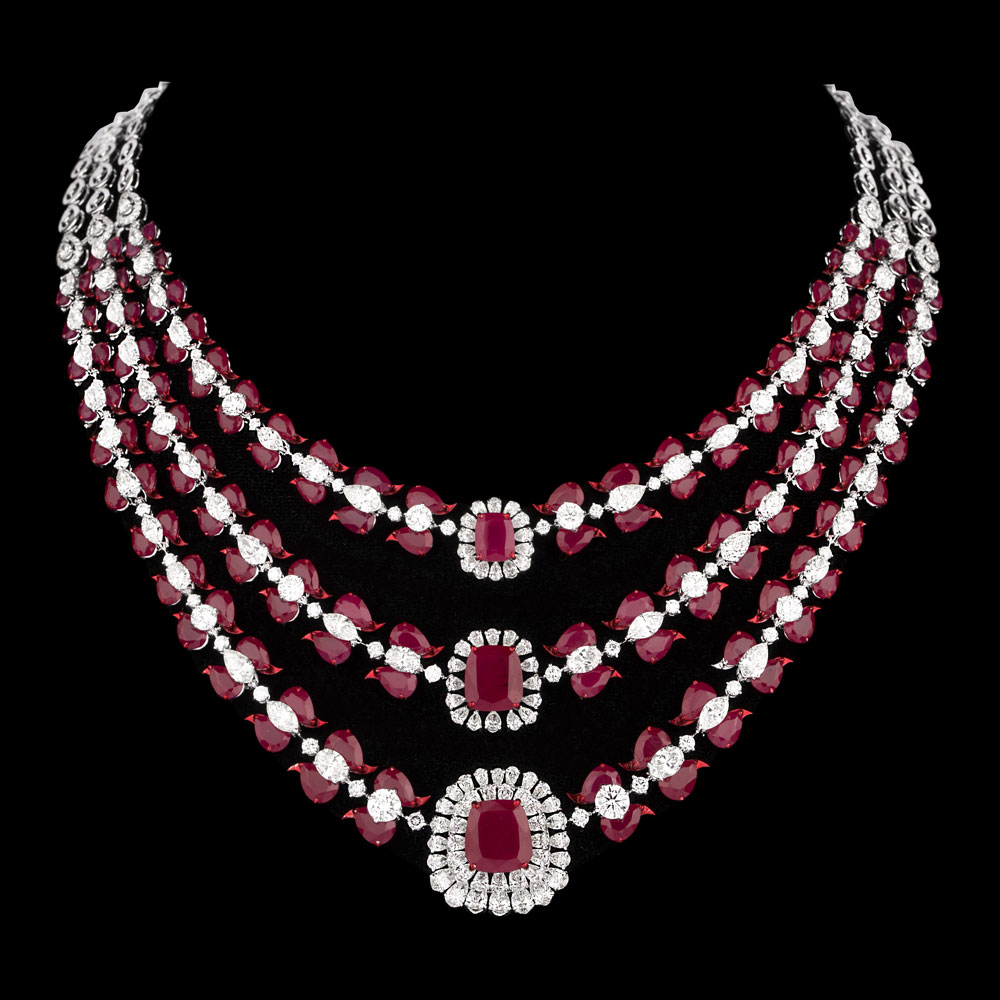 Gemstone Necklaces – 18K White Gold | Gharenu GH078NCKSPJNK-0090(R)