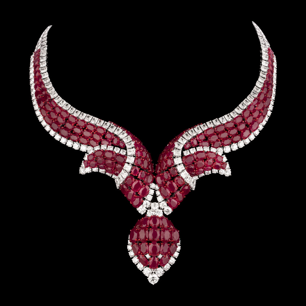 Gemstone Necklaces – 18K White Gold | Gharenu GH078NCKSPJNK-0093(R)