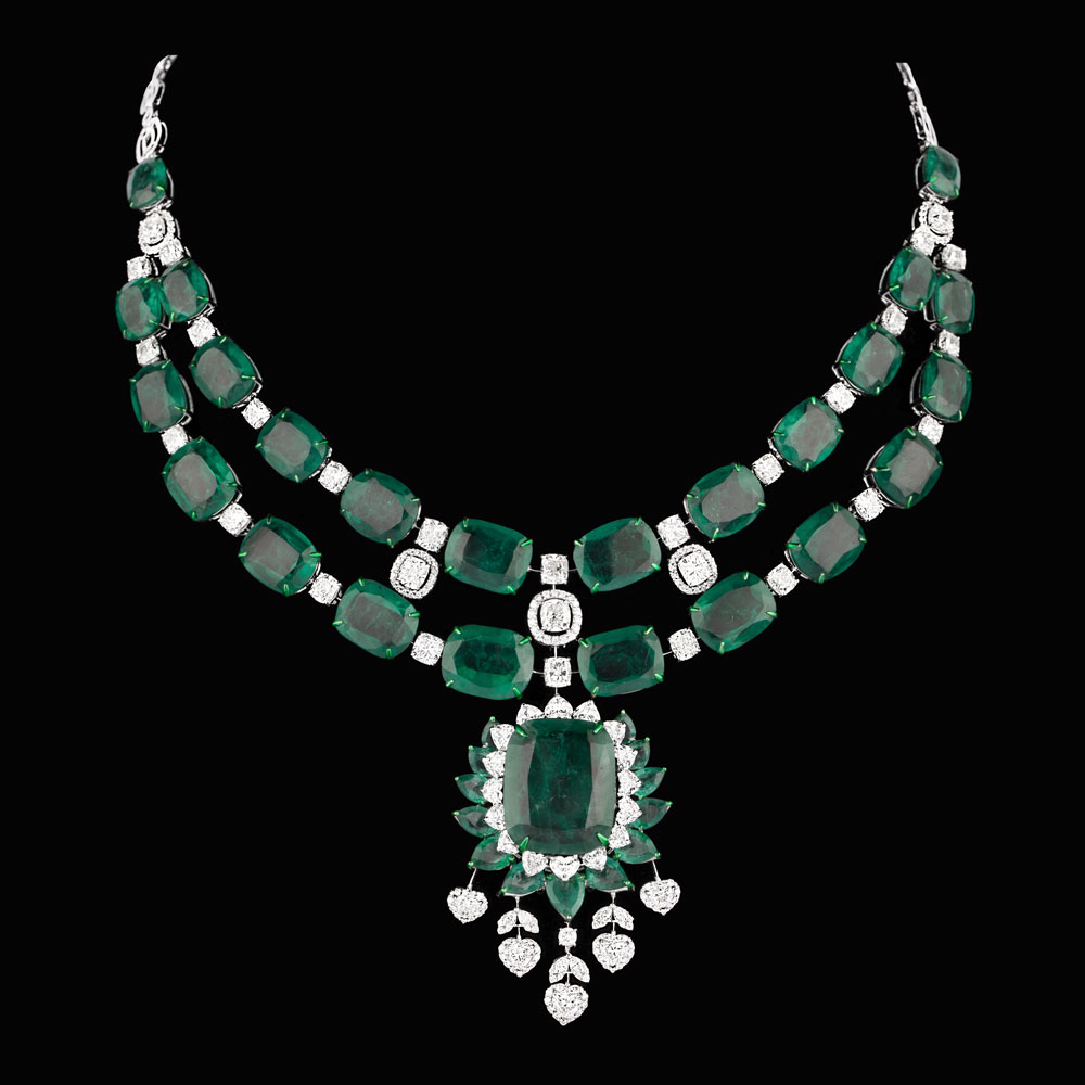 Gemstone Necklaces – 18K White Gold | Gharenu GH078NCKSPJNK-0094(E)
