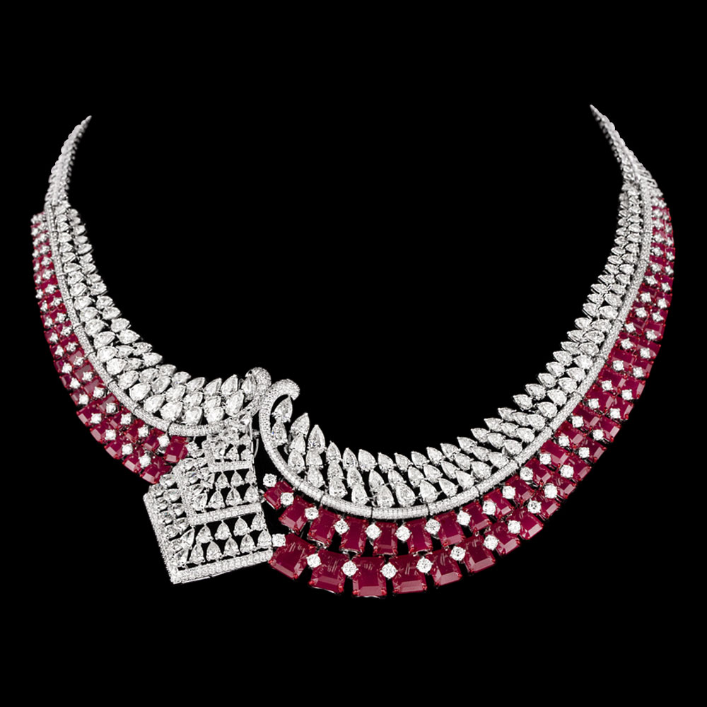 Gemstone Necklaces – 18K White Gold | Gharenu GH078NCKSPJNK-0114(R)