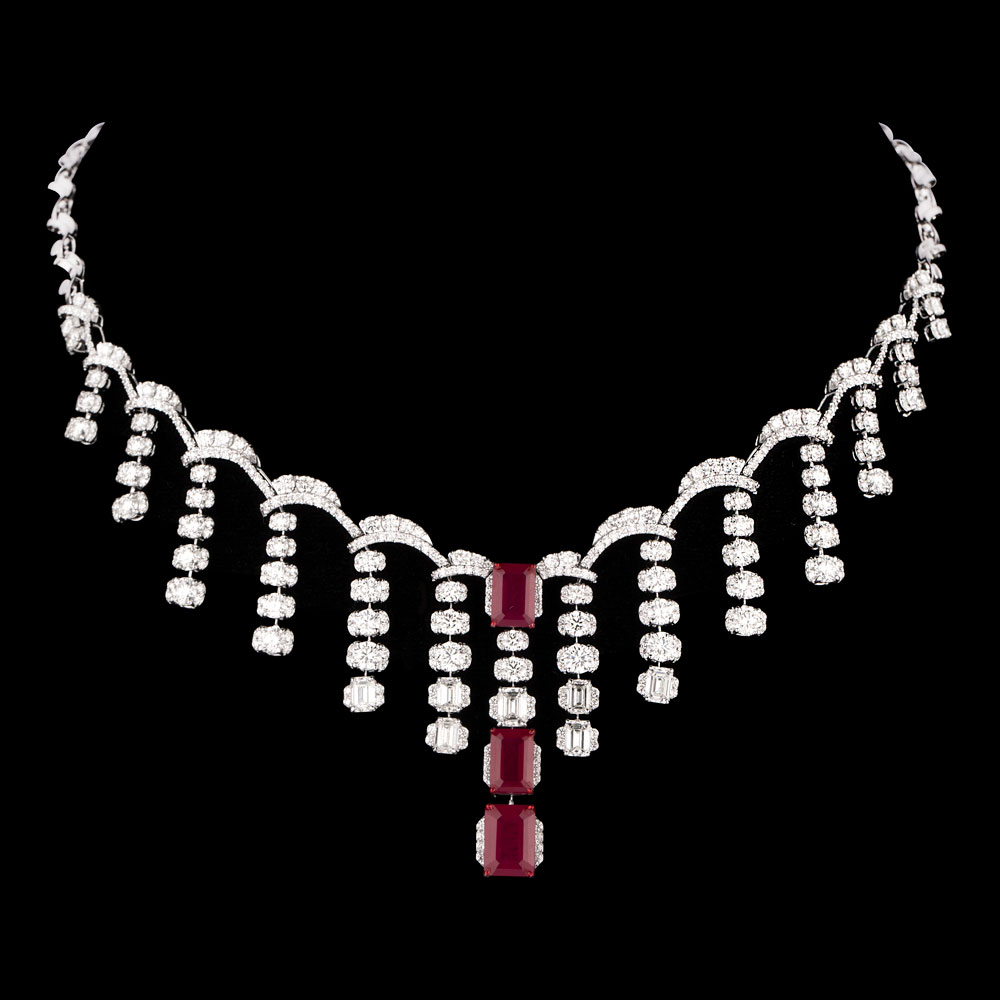 Gemstone Necklaces – 18K White Gold | Gharenu GH078NCKSPJNK-0129(R)