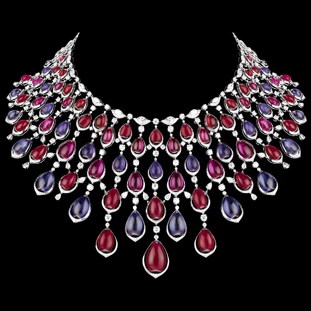 Gemstone Necklaces – 18K White Gold | Gharenu GH078NCKSPJNK-0134(R-B)