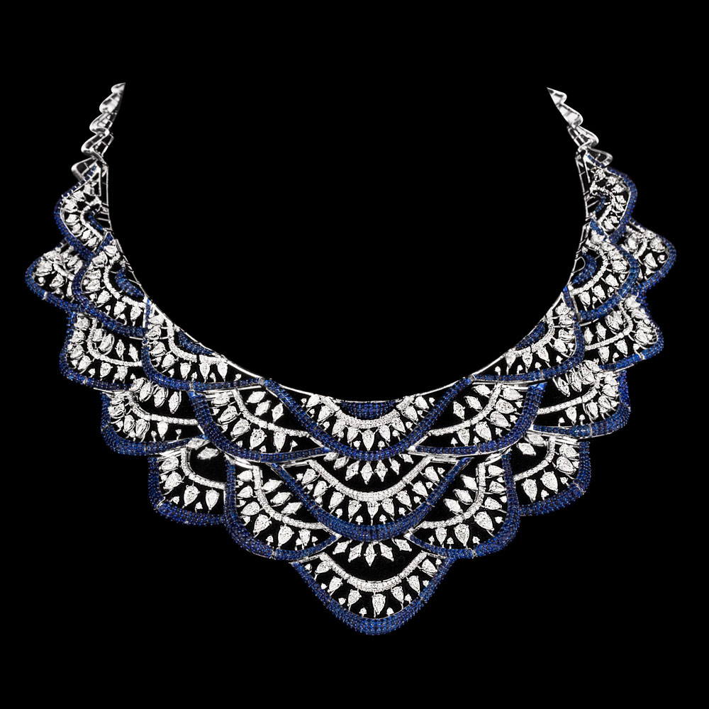 Gemstone Necklaces – 18K White Gold | Gharenu GH080NCKSSDMNK1466(B)