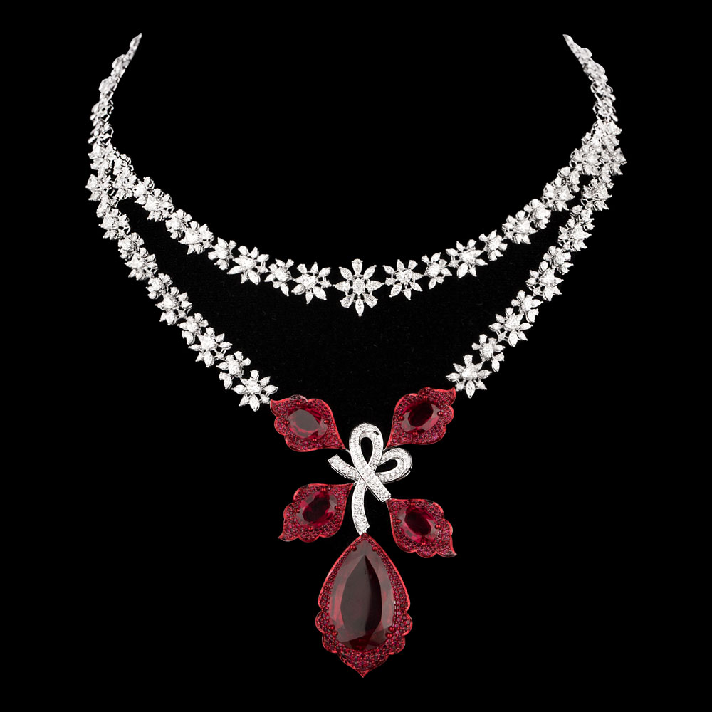 Gemstone Necklaces – 18K White Gold | Gharenu GH081NCKNK0299(R)