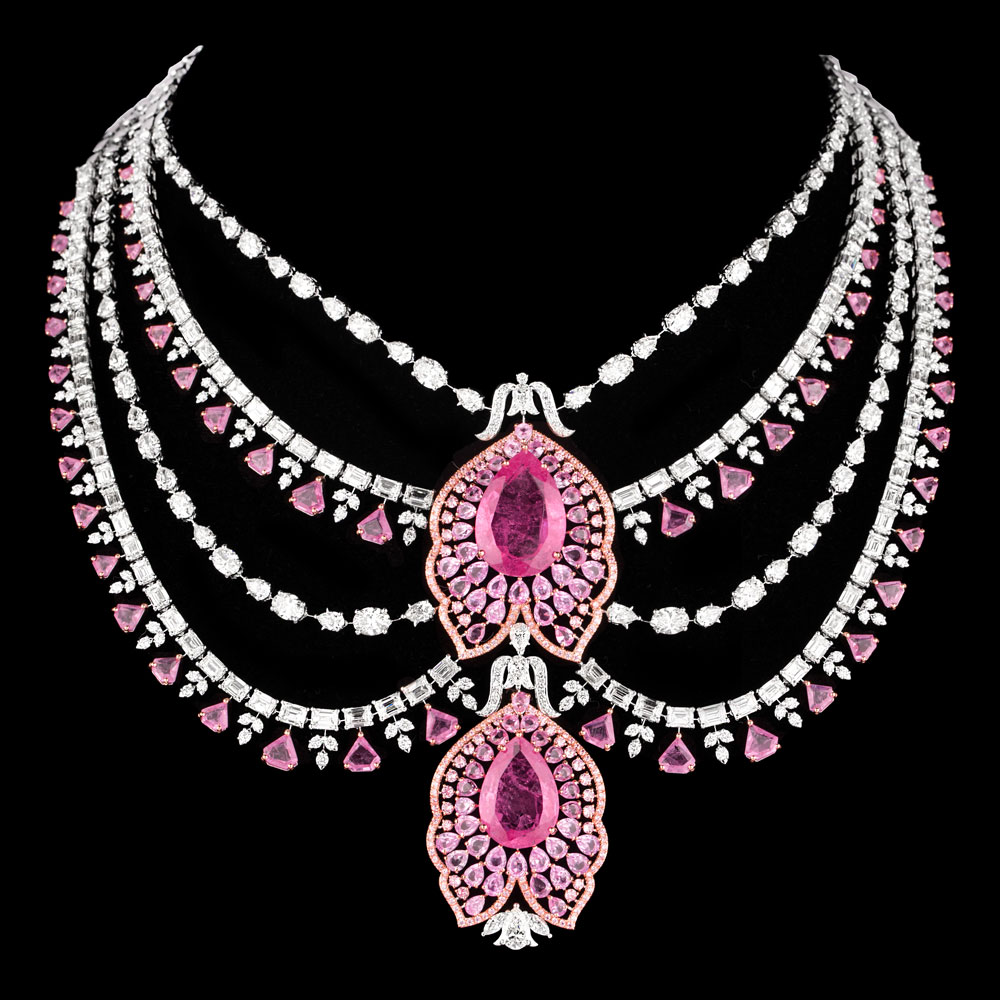 Gemstone Necklaces – 18K White Gold | Gharenu GH081NCKNK0327(PK)
