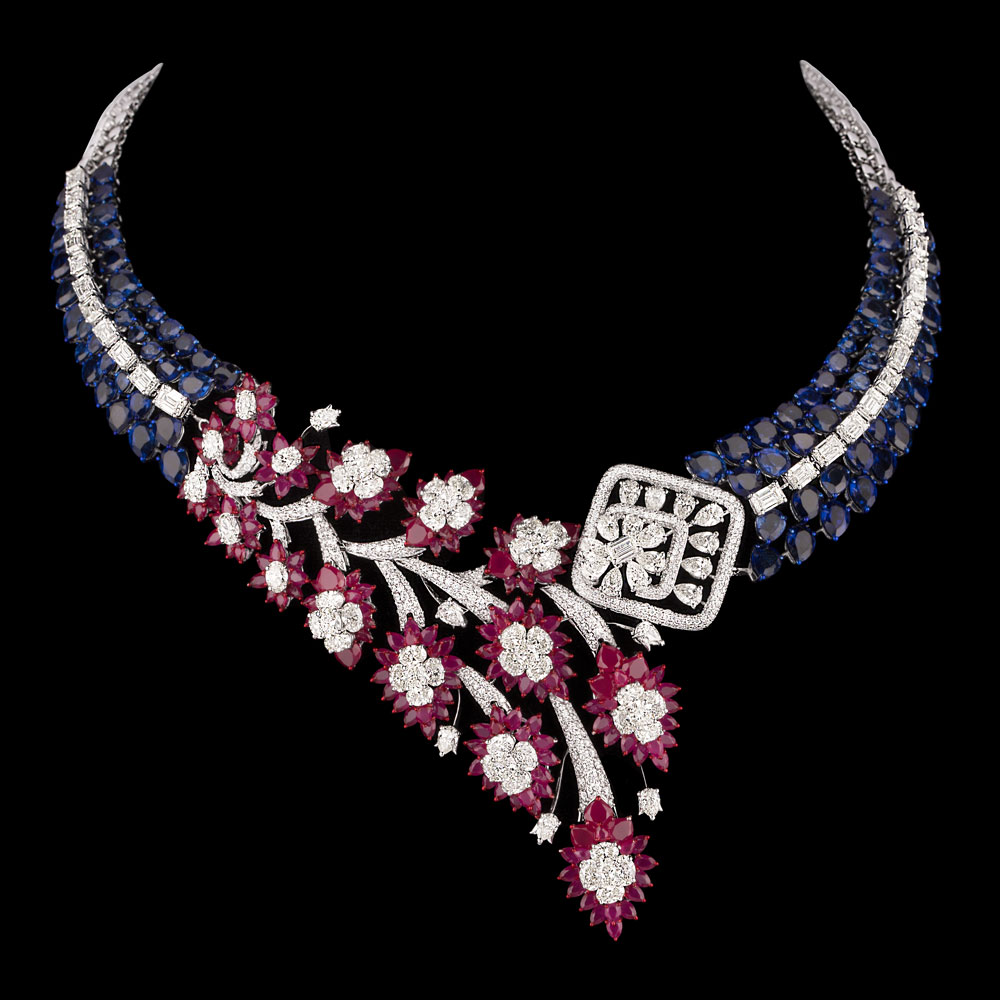 Gemstone Necklaces – 18K White Gold | Gharenu GH081NCKNK0336(R-B)