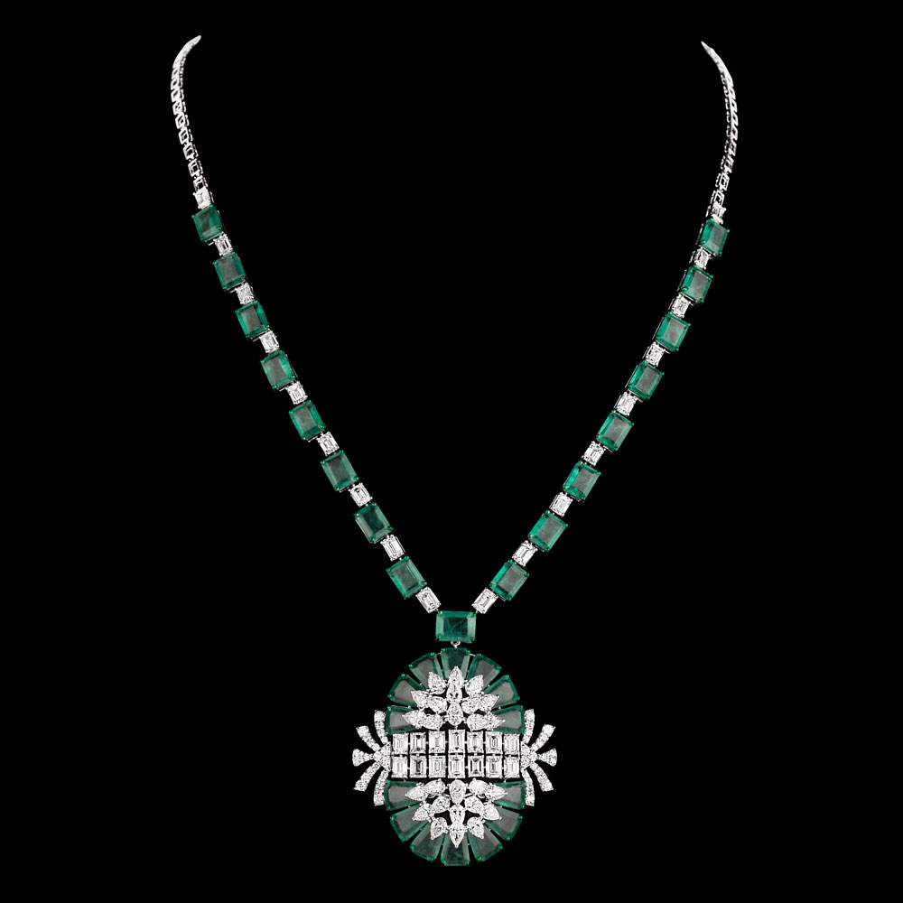 Gemstone Necklaces – 14K White Gold | Gharenu GH085NCKMEN001(E)