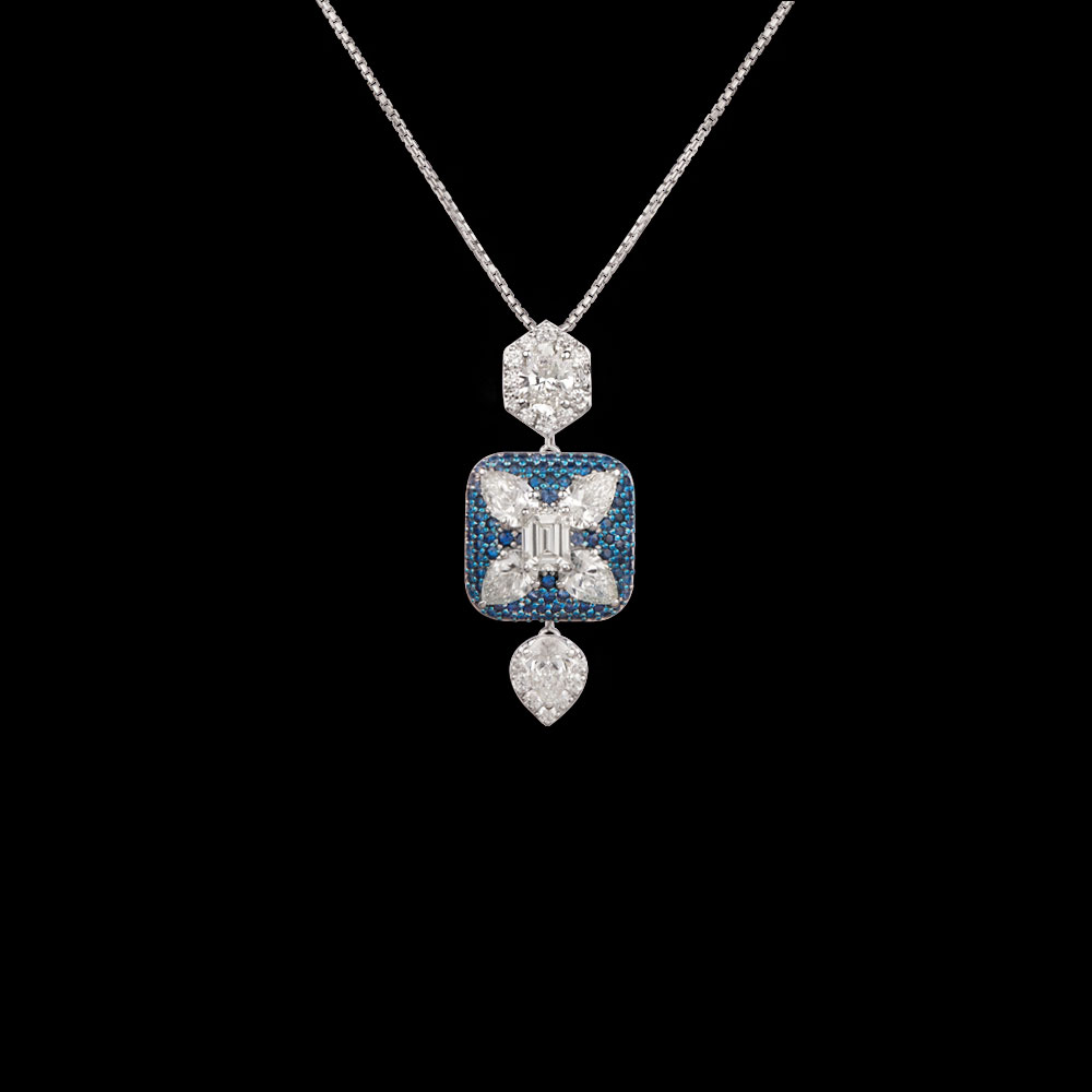 Gemstone Pendants – 18K White Gold | Gharenu GH062PDTPS-0584(B)