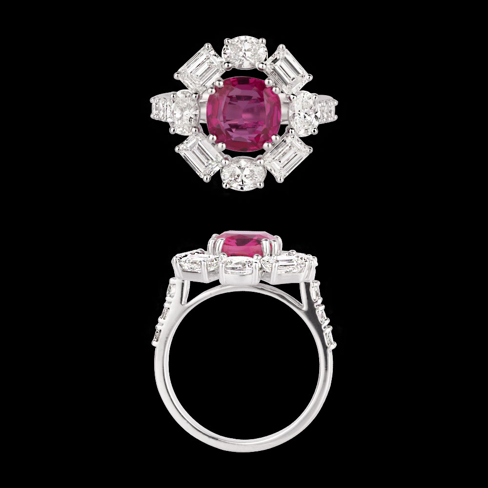 Gemstone Rings – 18K White Gold | Gharenu GH004RNGBSP102182(PK)