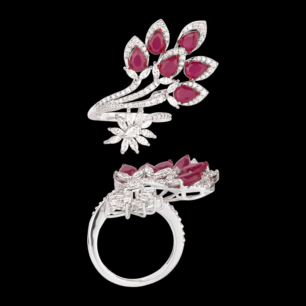 Gemstone Rings – 14K White Gold | Gharenu GH004RNGNDP447113(R)