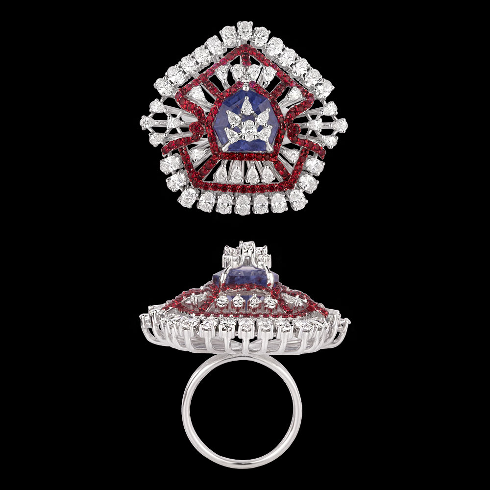 Gemstone Rings – 18K White Gold | Gharenu GH004RNGNDP447114(R-B)