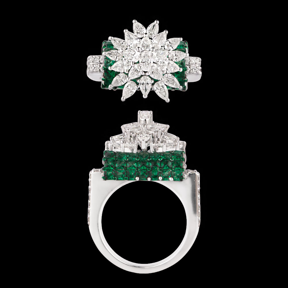 Gemstone Rings – 14K White Gold | Gharenu GH004RNGNDP447119(E)