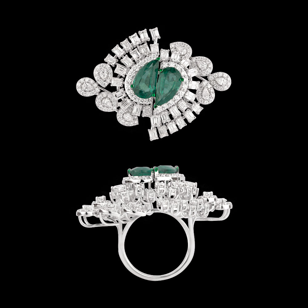 Gemstone Rings – 18K White Gold | Gharenu GH004RNGNDP447120(E)