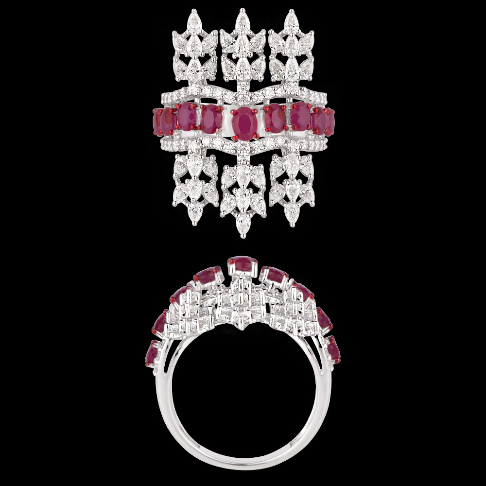 Gemstone Rings – 14K White Gold | Gharenu GH004RNGNDP447123(R)