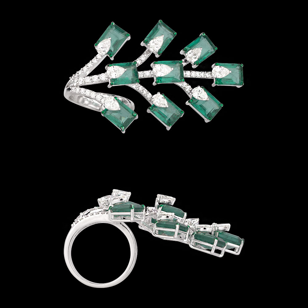 Gemstone Rings – 14K White Gold | Gharenu GH004RNGNDP447125(E)