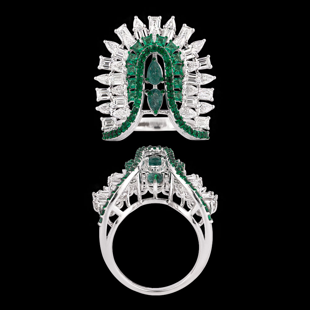 Gemstone Rings – 14K White Gold | Gharenu GH004RNGNDP447132(E)