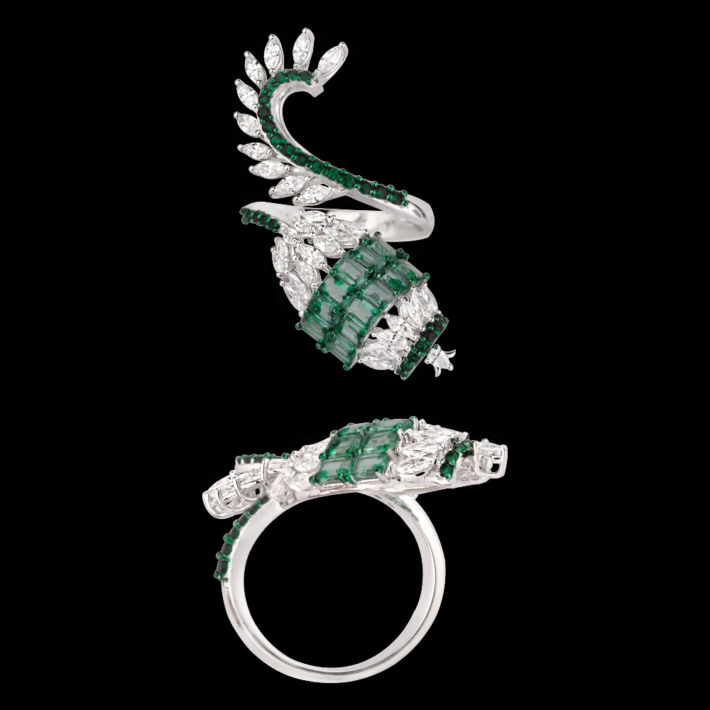 Gemstone Rings – 14K White Gold | Gharenu GH004RNGNDP447139(E)