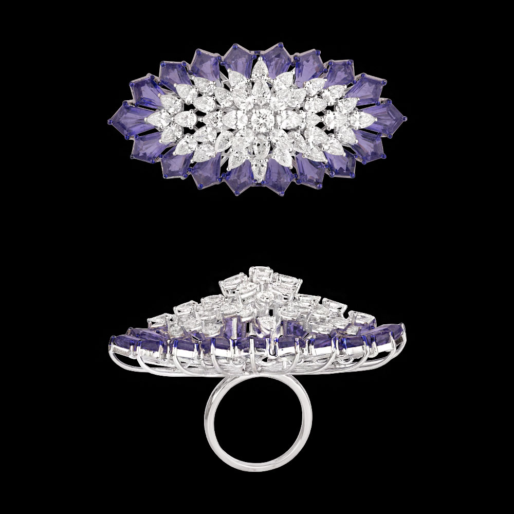 Gemstone Rings – 14K White Gold | Gharenu GH004RNGNDP447145(B)