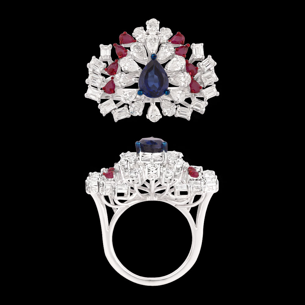 Gemstone Rings – 14K White Gold | Gharenu GH004RNGNDP447150(R-B)
