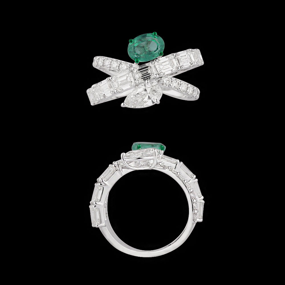 Gemstone Rings – 14K White Gold | Gharenu GH004RNGNDP447187(E)
