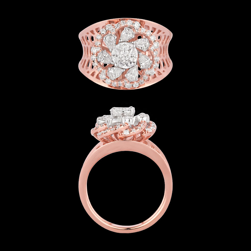 18K TWO TONE (ROSE GOLD + WHITE GOLD) COCKTAIL RINGS