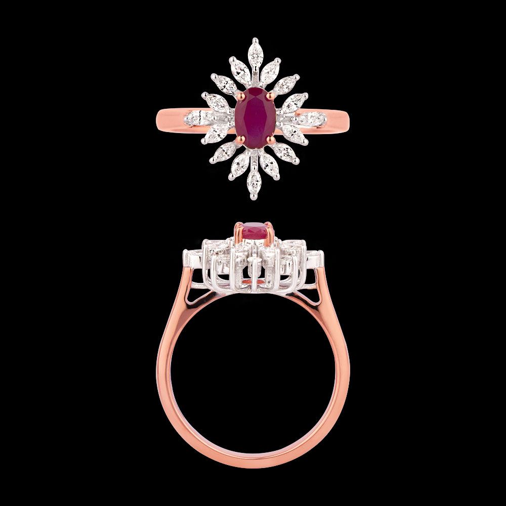 18K Two Tone (Rose Gold + White Gold) GEMSTONE RINGS