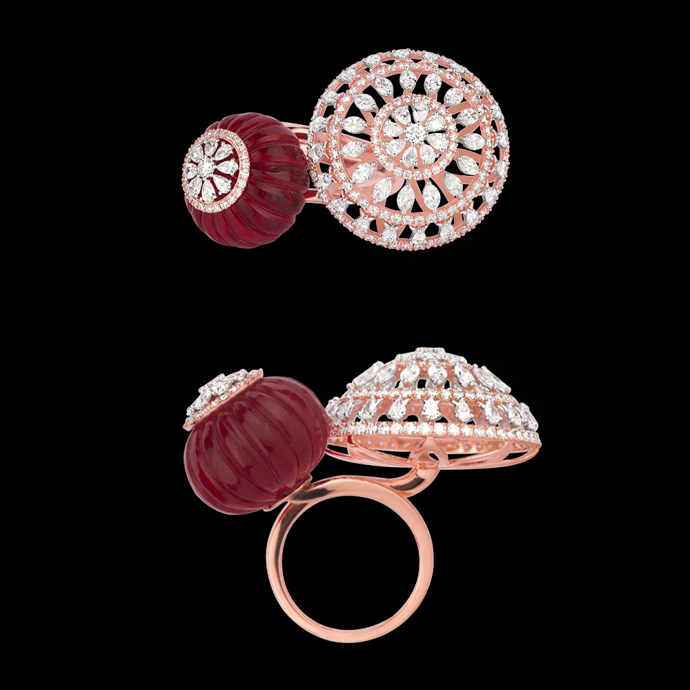 Gemstone Rings – 18K Rose Gold | Gharenu GH062RNGTRL-2784(R)