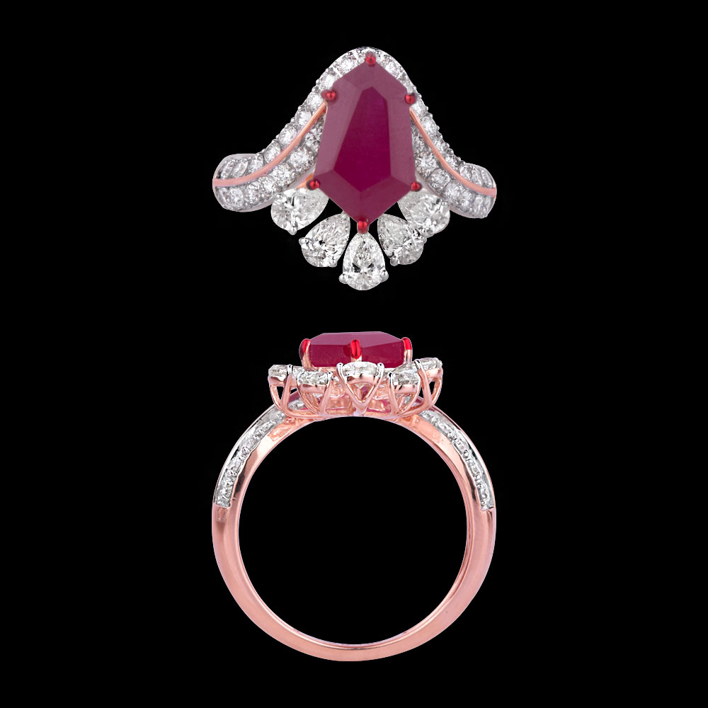Cocktail Rings – 14K Rose Gold | Gharenu GH062RNGTRL-2786(R)