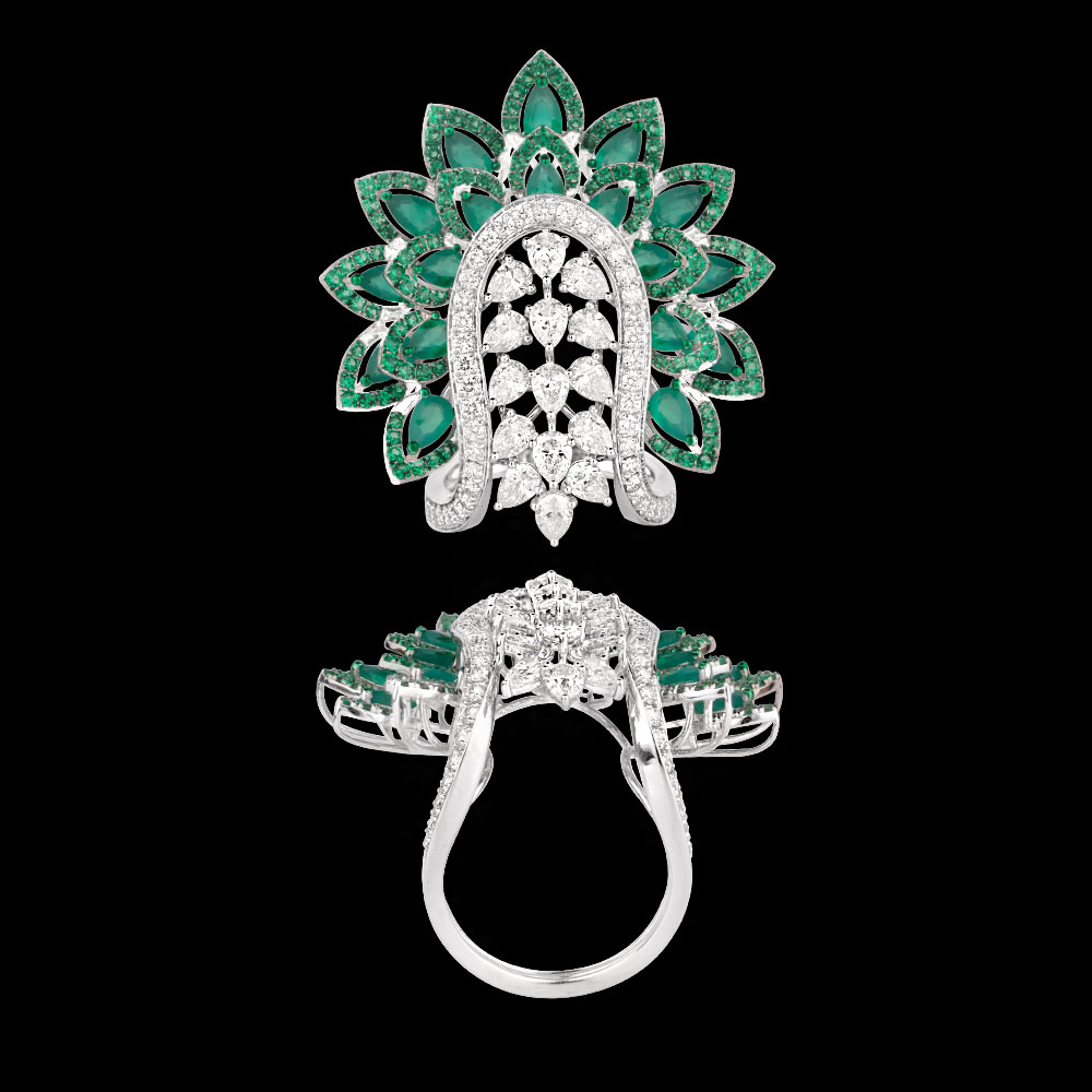 Gemstone Rings – 14K White Gold | Gharenu GH062RNGTRL-2788(E)