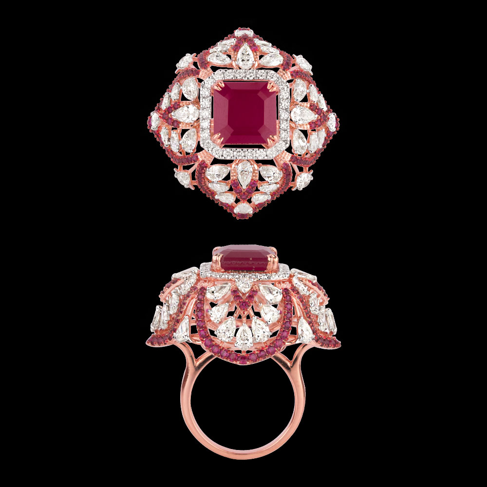 Gemstone Rings – 14K Rose Gold | Gharenu GH062RNGTRL-2789(R)