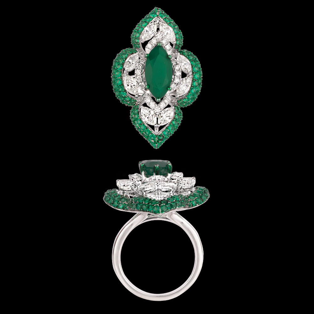 Gemstone Rings – 14K White Gold | Gharenu GH062RNGTRL-2791(E)