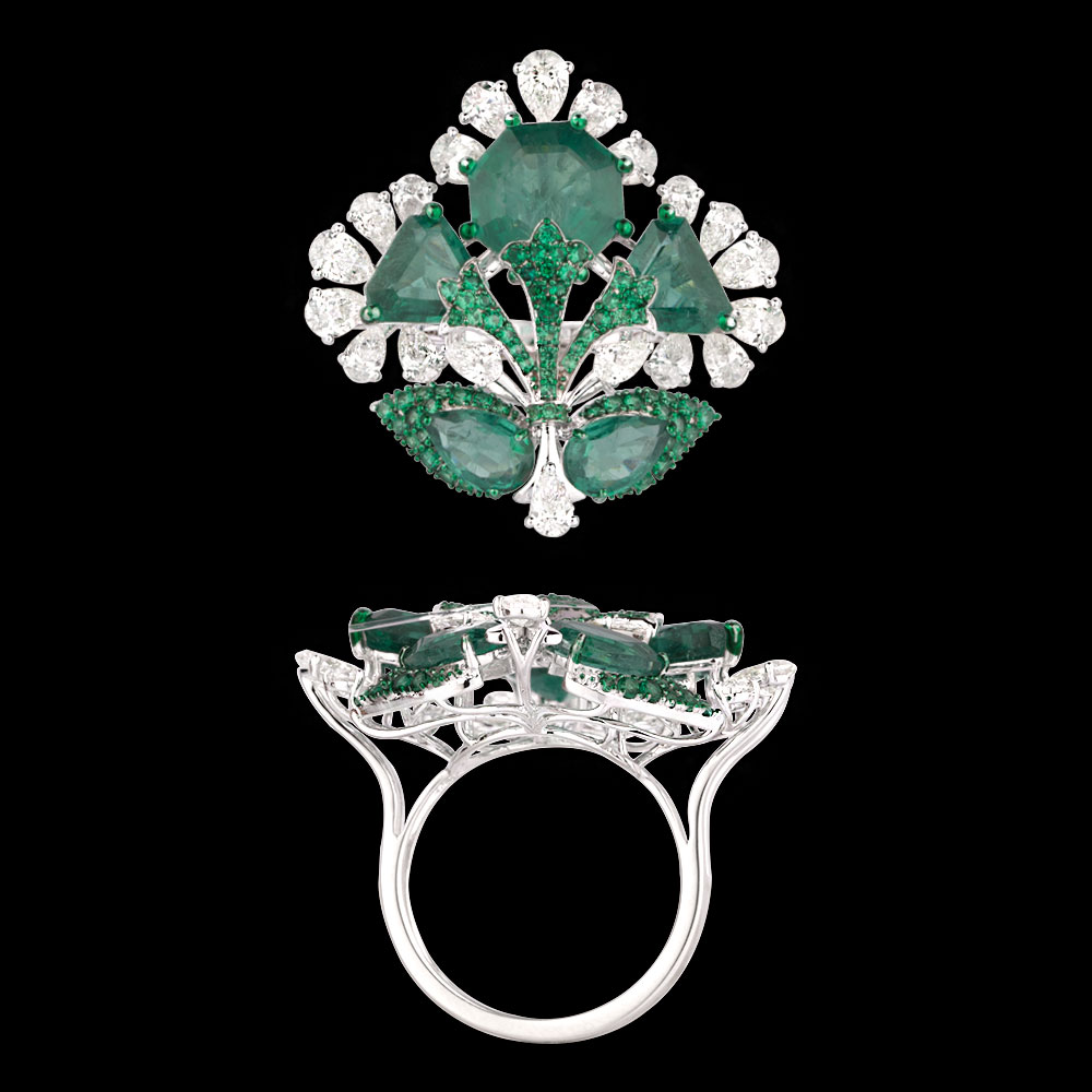 Gemstone Rings – 14K White Gold | Gharenu GH062RNGTRL-2792(E)